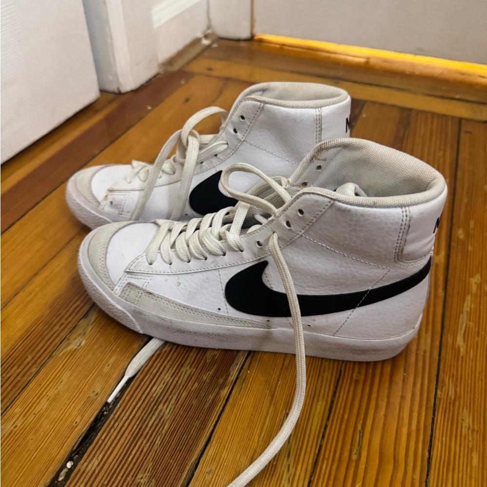 Nike White and Black High-Top Blazers Sneakers